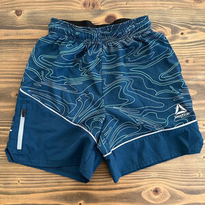 Boys Reebok Athletic Shorts Size 6/7 Teal Blue Pattern Performance Activewear
